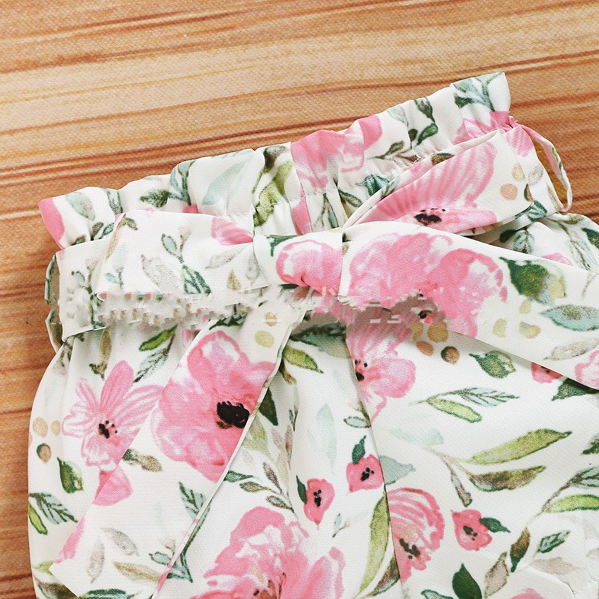 Cute Suit Baby Girl Flower Summer Printing Letter Cotton Three-piece Set